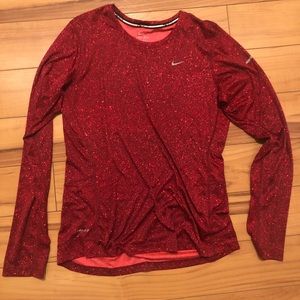 Nike running long sleeve red top